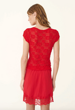 Load image into Gallery viewer, Rowie Galo Sunflower Lace Tee - Flame Red