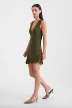 Load image into Gallery viewer, Rowie Annie Silk Mini Dress - Olive