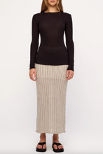 Load image into Gallery viewer, Zulu &amp; Zephyr Natural Pinstripe Semi Sheer Knit Skirt
