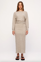 Load image into Gallery viewer, Zulu &amp; Zephyr Natural Pinstripe Semi Sheer Knit Skirt