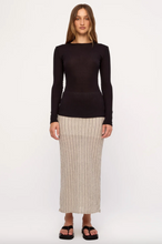 Load image into Gallery viewer, Zulu &amp; Zephyr Natural Pinstripe Semi Sheer Knit Skirt