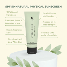 Load image into Gallery viewer, Avocado Zinc SPF 50 Natural Physical Sunscreen